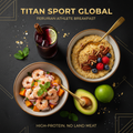 TITAN Peruvian Shrimp Ceviche Power Breakfast meal kit flat lay dark luxury