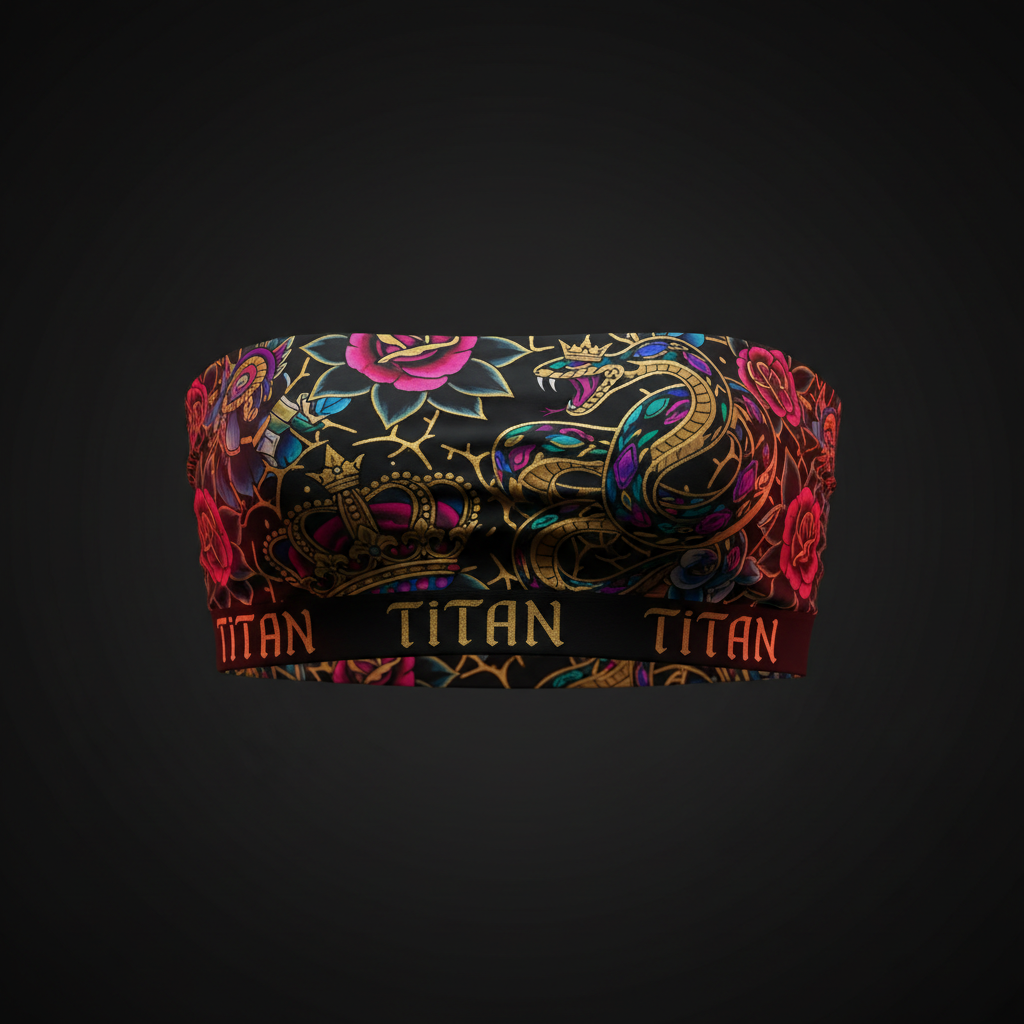 TITAN Women's Tube Top - Crown Edition tattoo-style artwork