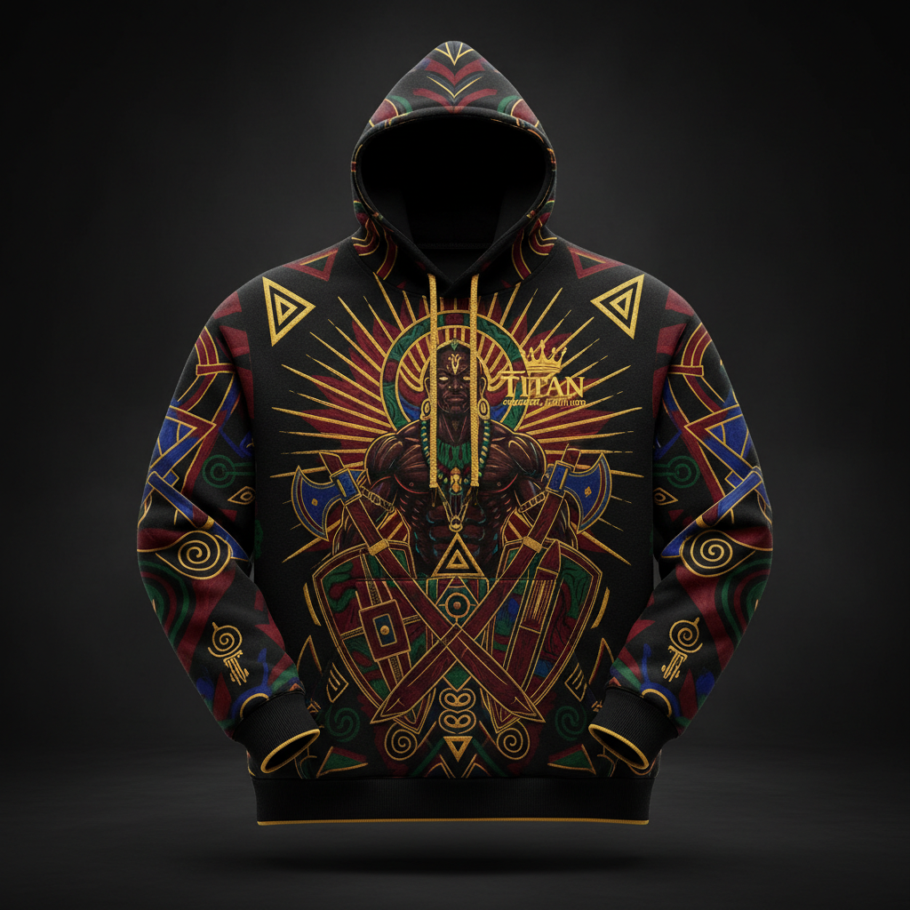 TITAN Plus Men's Ogun Iron Warrior Hoodie — Spiritual Crown Edition sizes 1X–5X