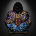 TITAN Crown Edition Tattoo Art Men's Oversized Lounge Hoodie - bold colorful tattoo artwork on matte black fleece