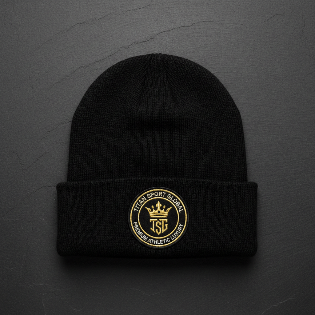 TITAN Midnight Black Crown Beanie flat lay