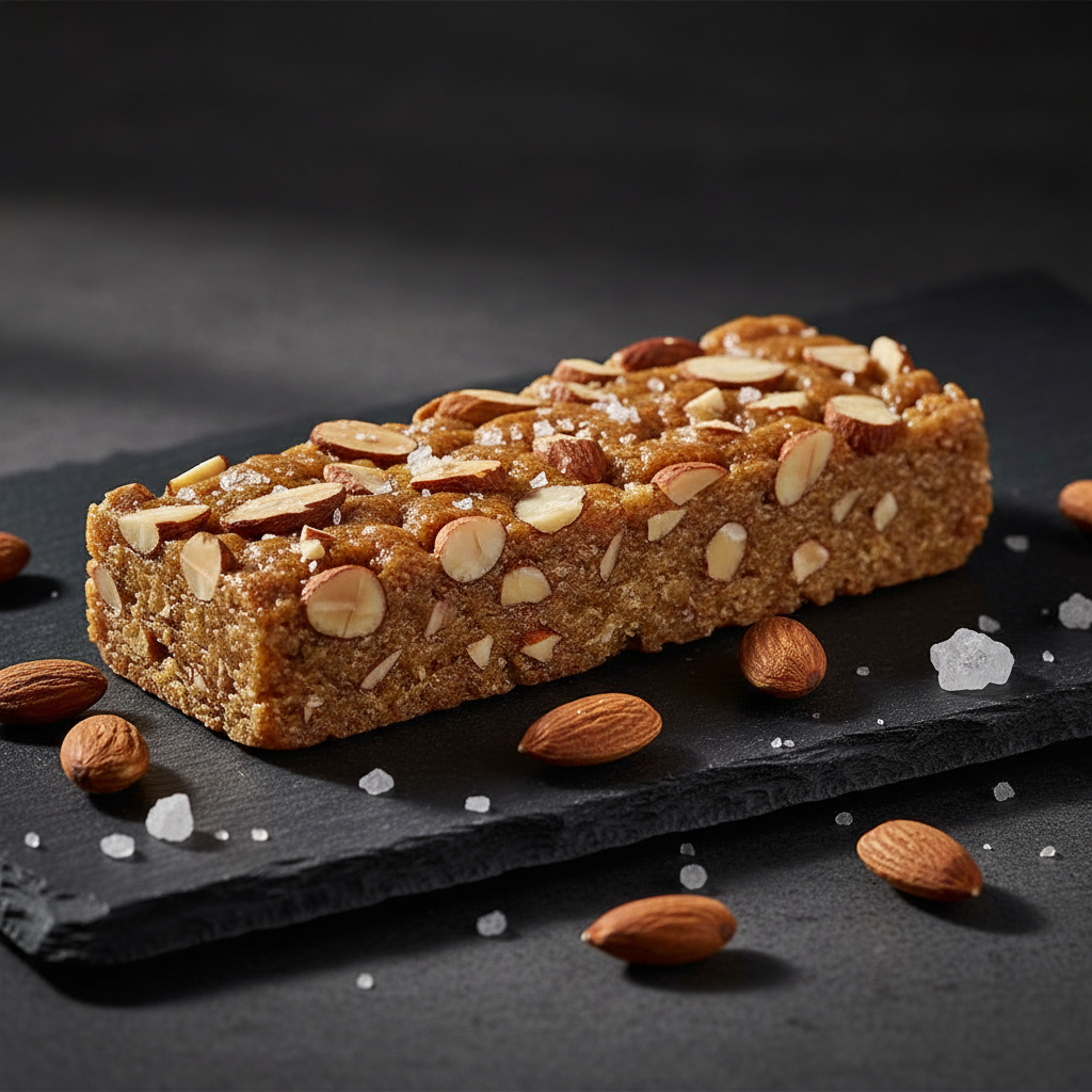 TITAN Protein Date Bar – Almond & Sea Salt, premium product photography