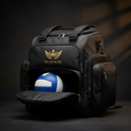 TITAN Volleyball Bag Crown Edition matte black canvas gold crown logo ball compartment padded shoe pocket shoulder straps