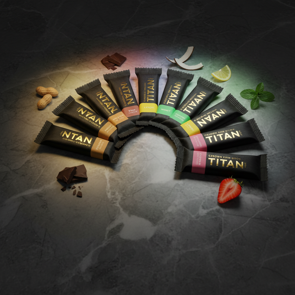 TITAN Vegan Protein Bar Variety Pack 12 Bars Crown Edition — 6 flavors 20g protein vegan product shot