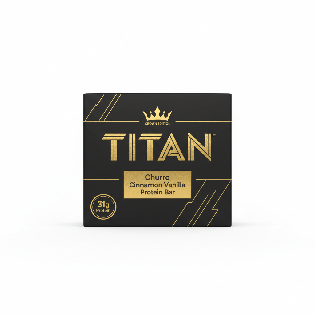 TITAN Churro Cinnamon Vanilla Protein Bar Crown Edition packaging