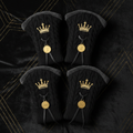 TITAN Golf Club Headcovers Set Crown Edition matte black knit gold crown embroidery numbered tags set of 4