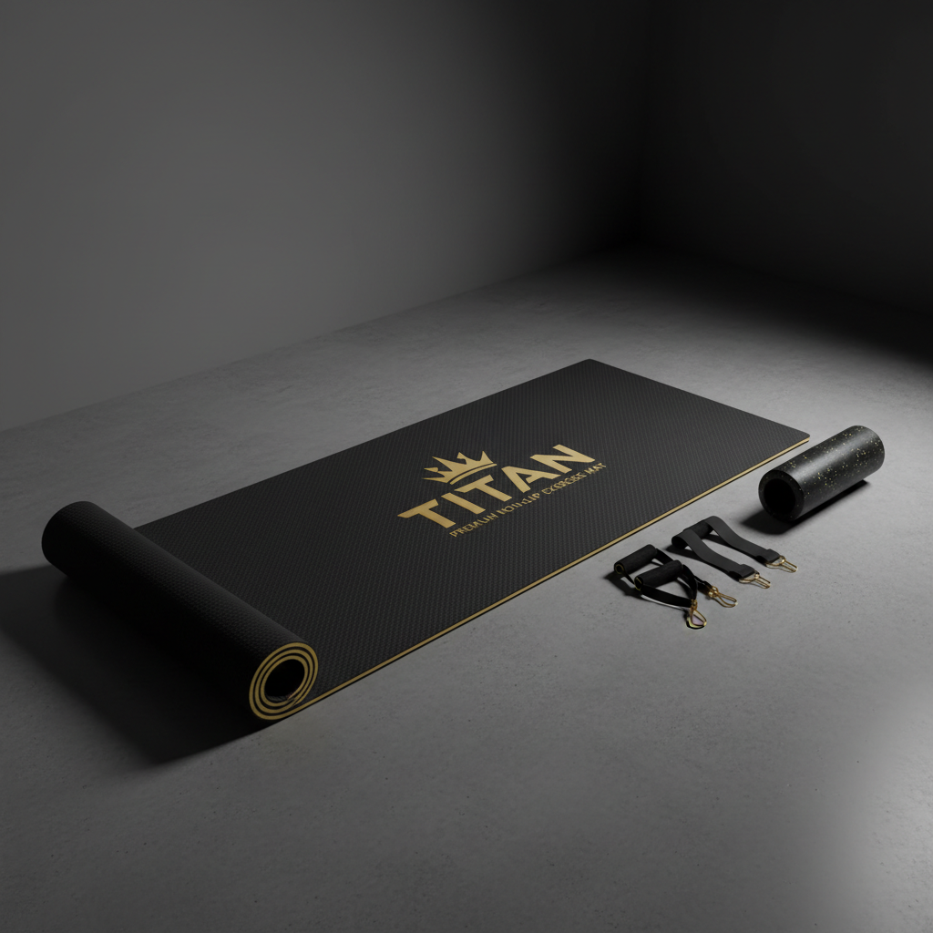 TITAN Premium Yoga Mat - Black & Gold Non-Slip Exercise Mat