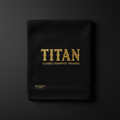 TITAN Gym Towel - 1940 Champion premium black cotton with gold TITAN logo