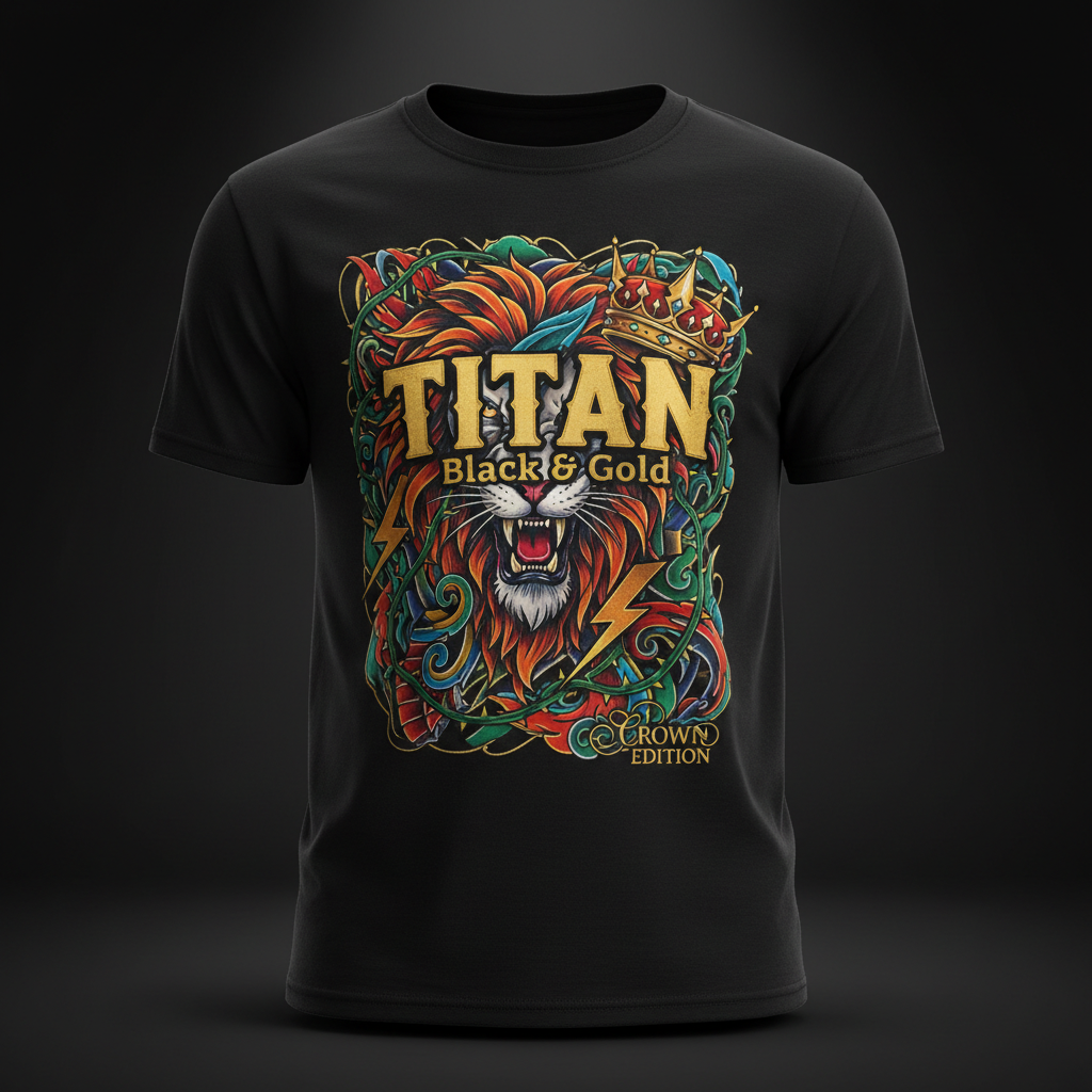 TITAN Kids Graphic T-Shirt - Black & Gold Crown Edition