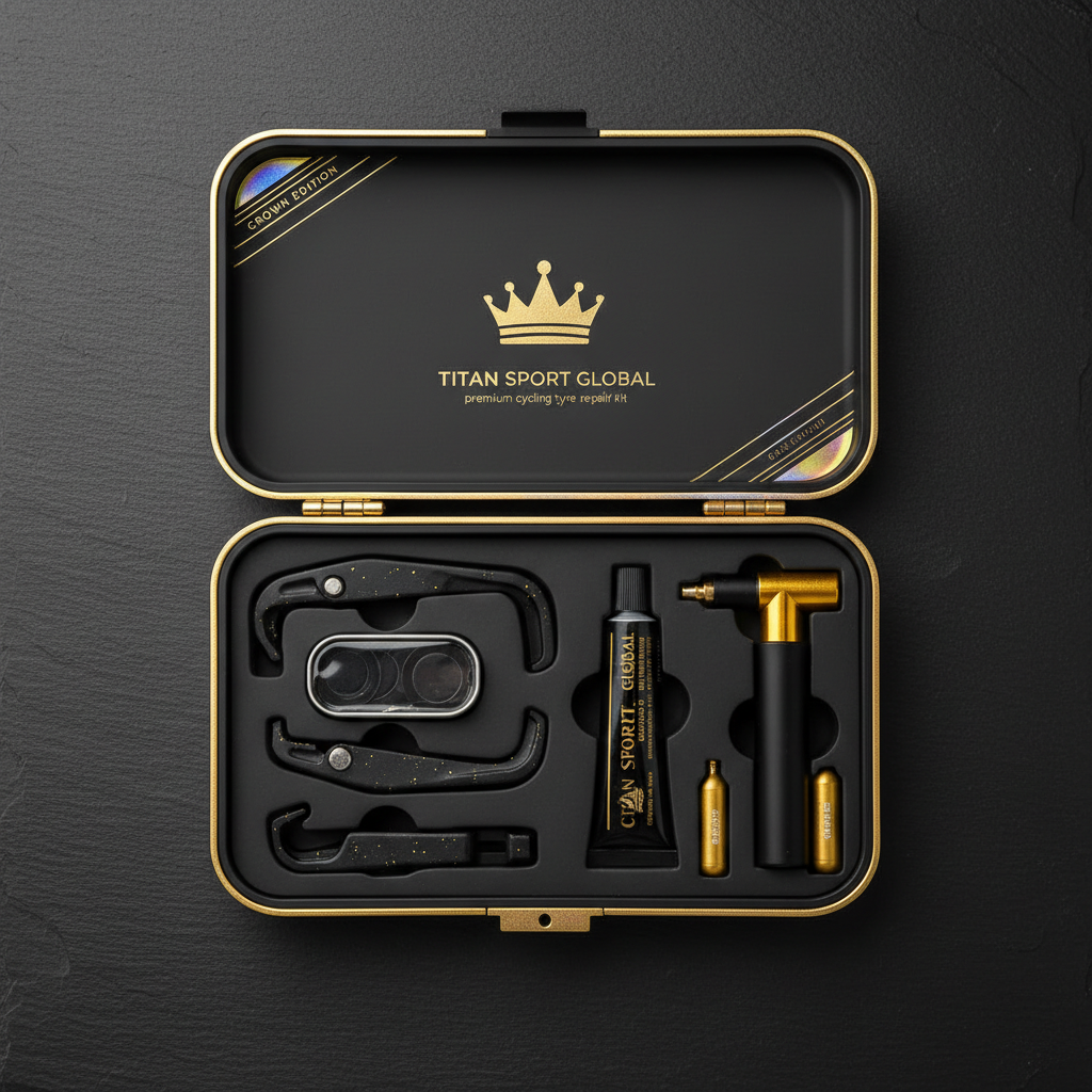 TITAN Crown Edition Cycling Tyre Repair Kit Matte Black Gold