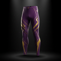 TITAN compression leggings in purple with gold accents - royalty edition