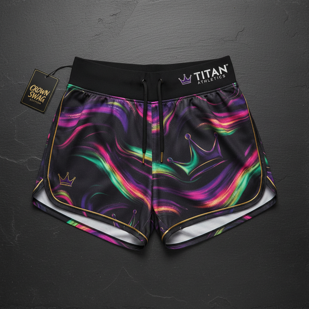 TITAN Women's Aurora Crown Athletic Shorts — Celestial Queen SWAG Edition
