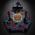 TITAN Crown Edition Tattoo Art Men's Lounge Hoodie - bold imperial crown tattoo artwork on matte black heavyweight fleece