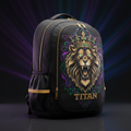 TITAN Elite Gym Backpack Black & Gold — Crowned Lion Sacred Geometry Edition