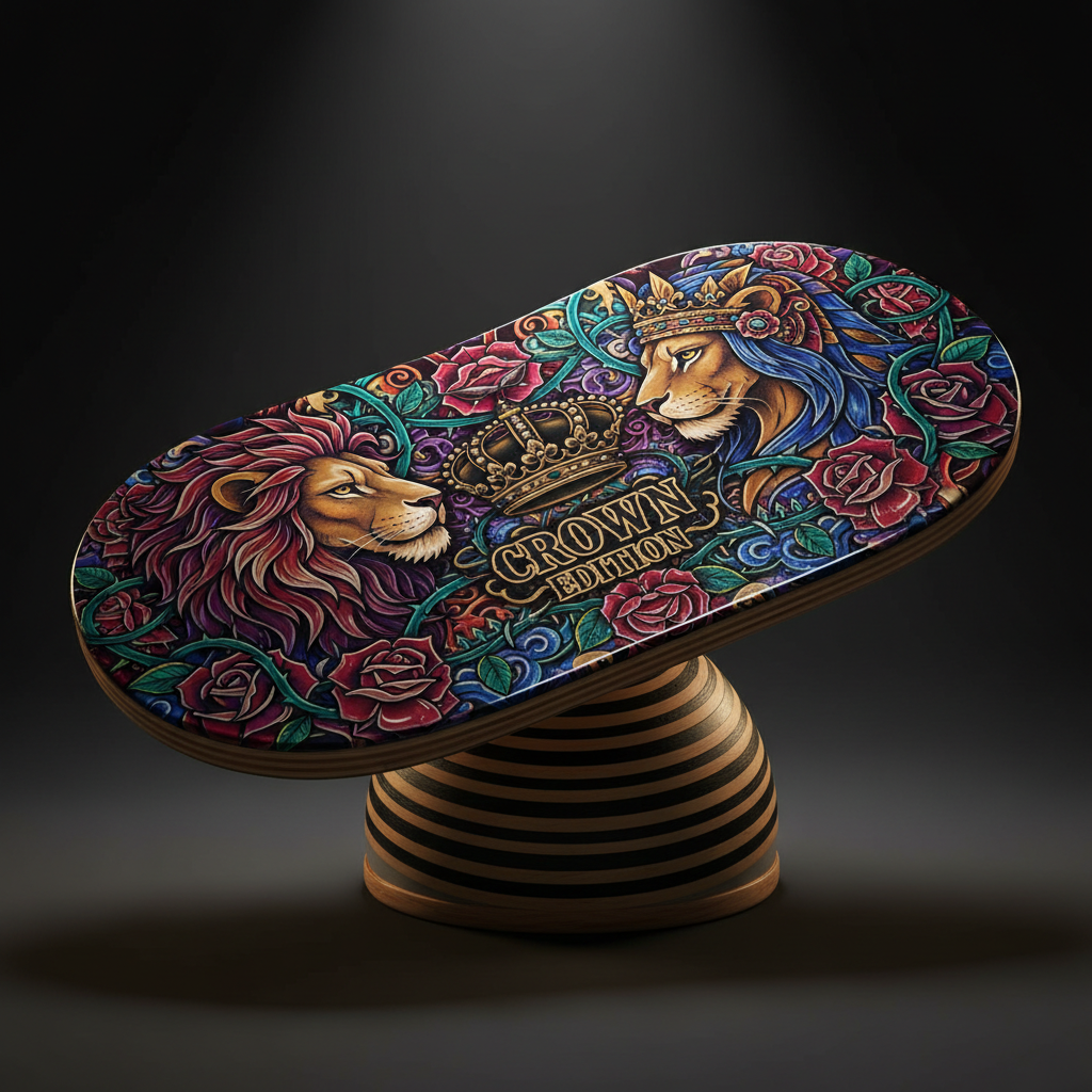 TITAN Crown Edition Wooden Wobble Balance Board — Crown Edition matte black and gold