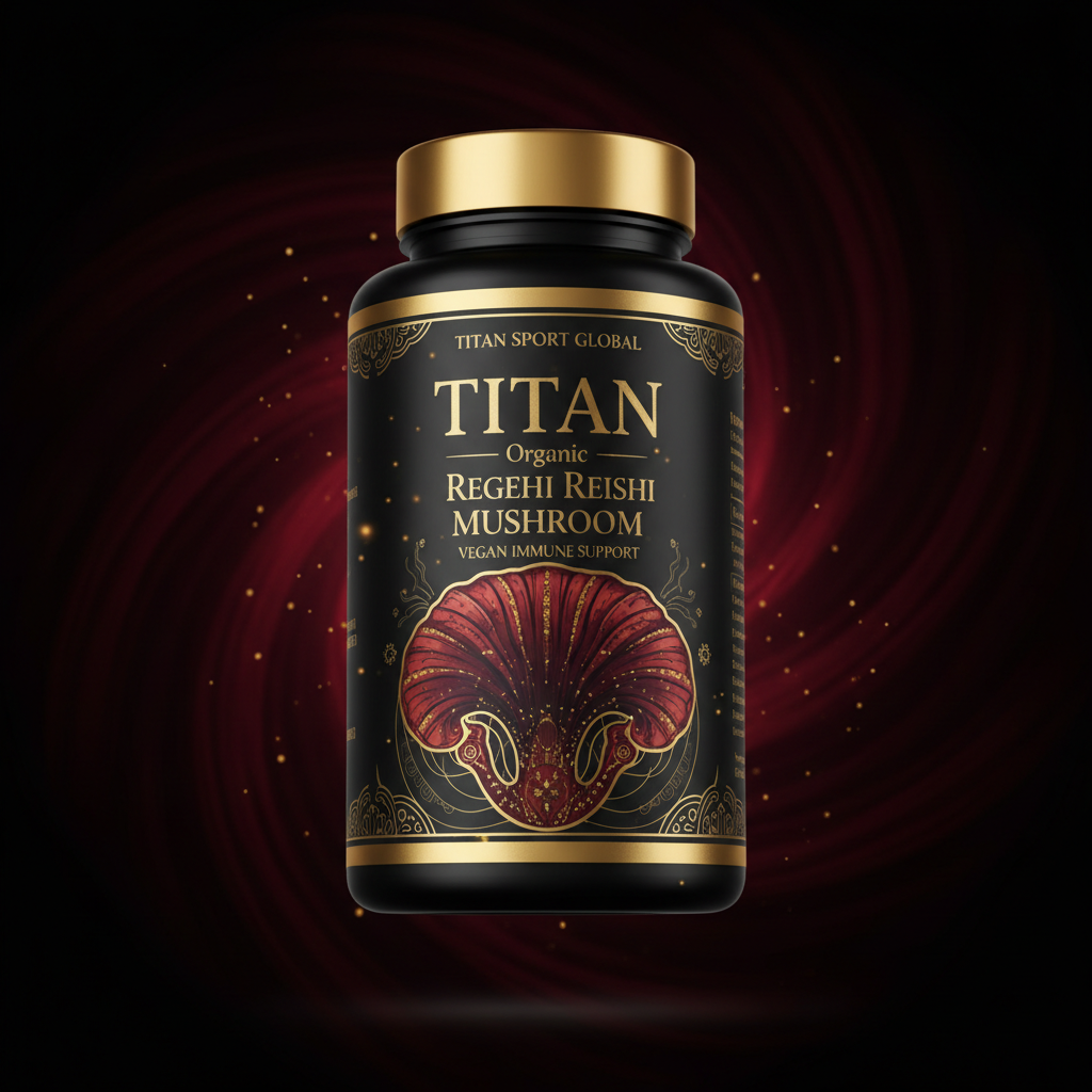 TITAN Organic Reishi Mushroom Vegan Immune Support supplement bottle