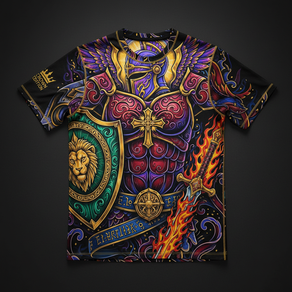 Armor Of God Men's Compression Shirt — TITAN Crown Edition tattoo artwork