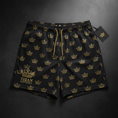 TITAN Men's Midnight Black Crown Athletic Shorts — King SWAG Edition