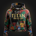 TITAN Women's Crop Hoodie - Black & Gold Crown Edition
