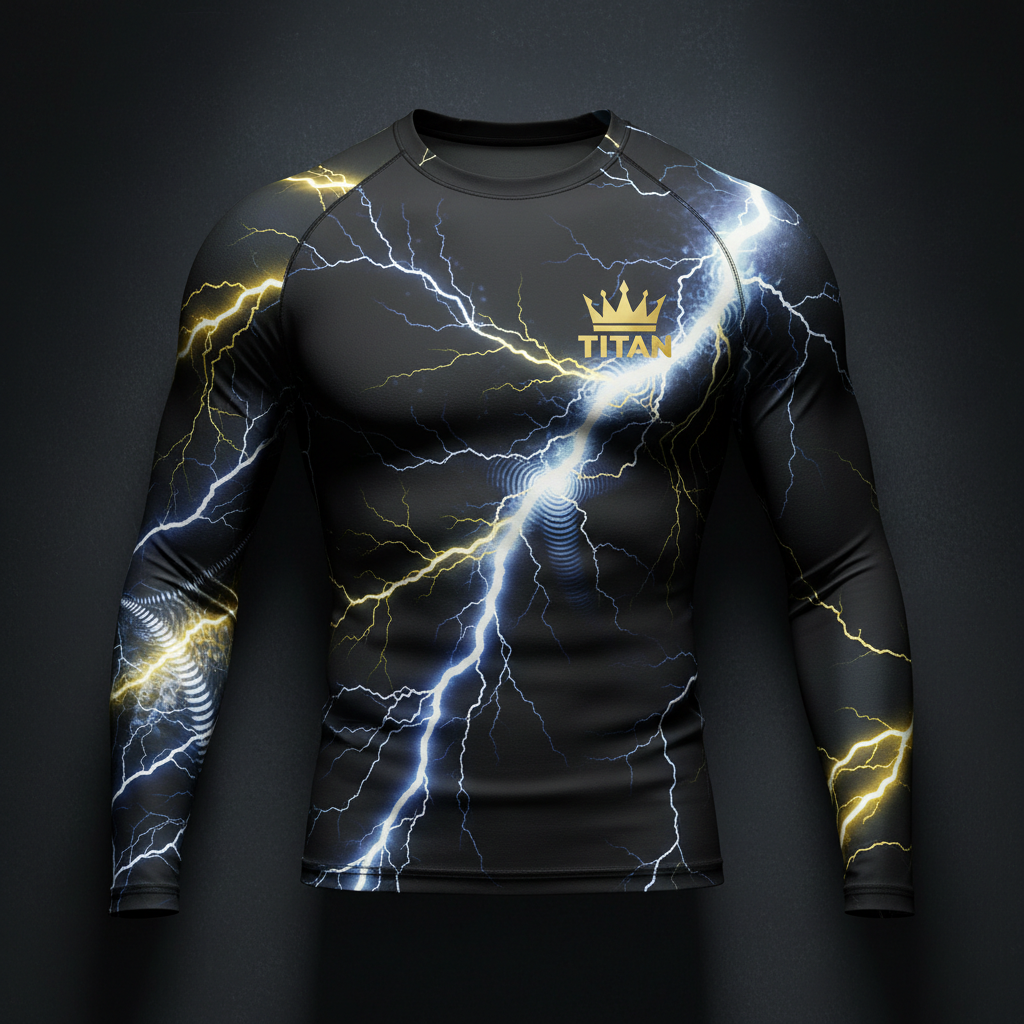 TITAN Men's Long Sleeve Training Shirt - Compression Fit 4-Way Stretch