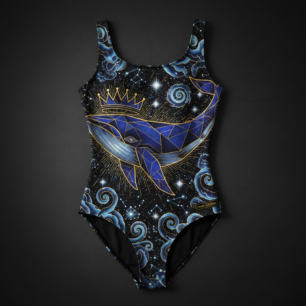 TITAN Women's One-Piece Swimsuit Cosmic Whale Queen Crown Edition