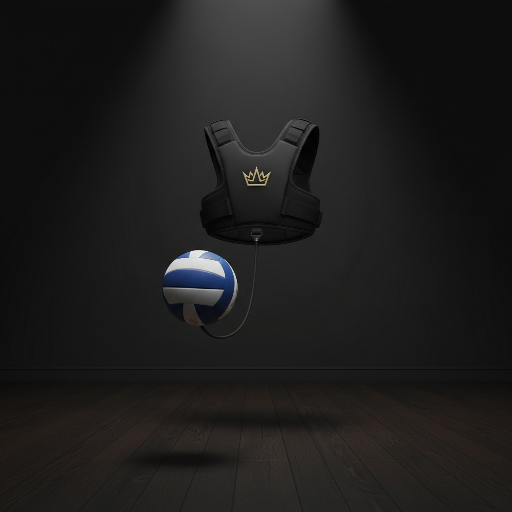 TITAN Volleyball Passing Trainer Crown Edition matte black adjustable harness gold crown logo elastic tether regulation ball