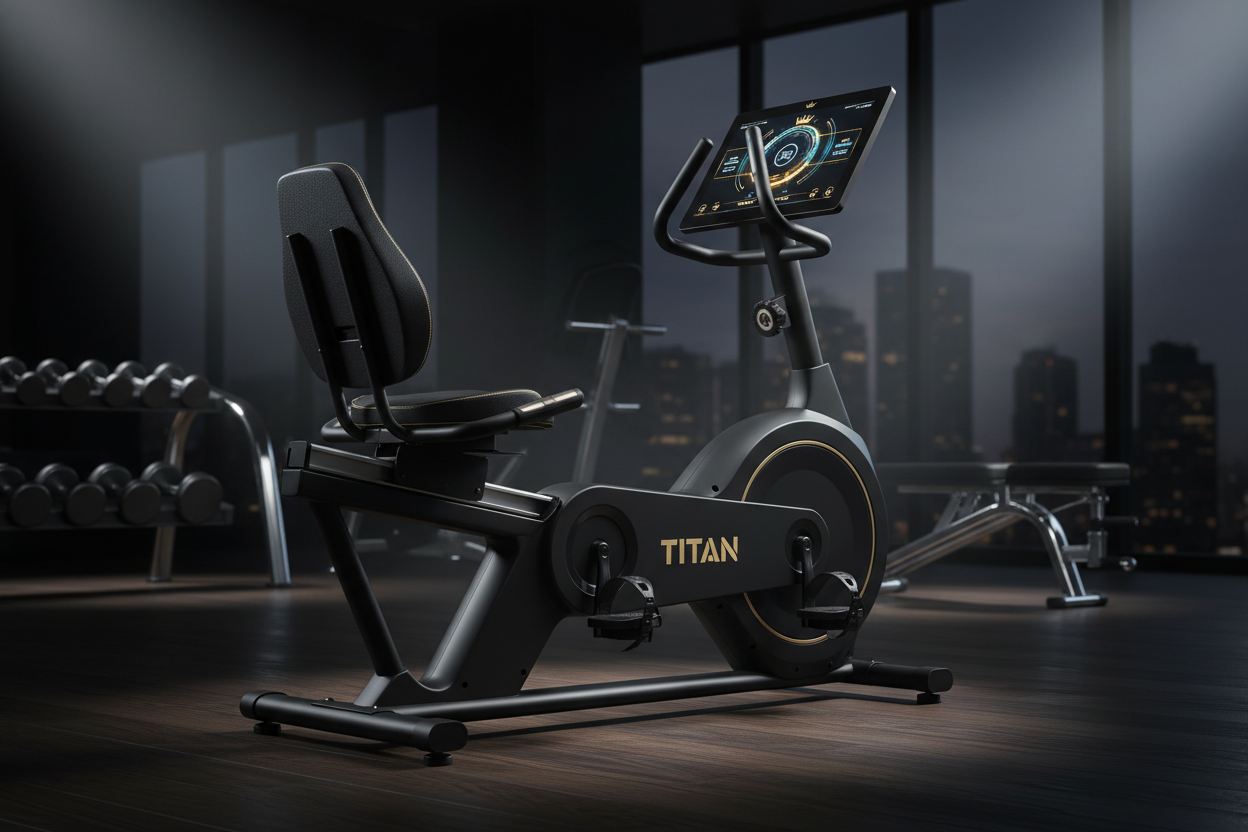 TITAN Crown Edition Recumbent Exercise Bike matte black gold