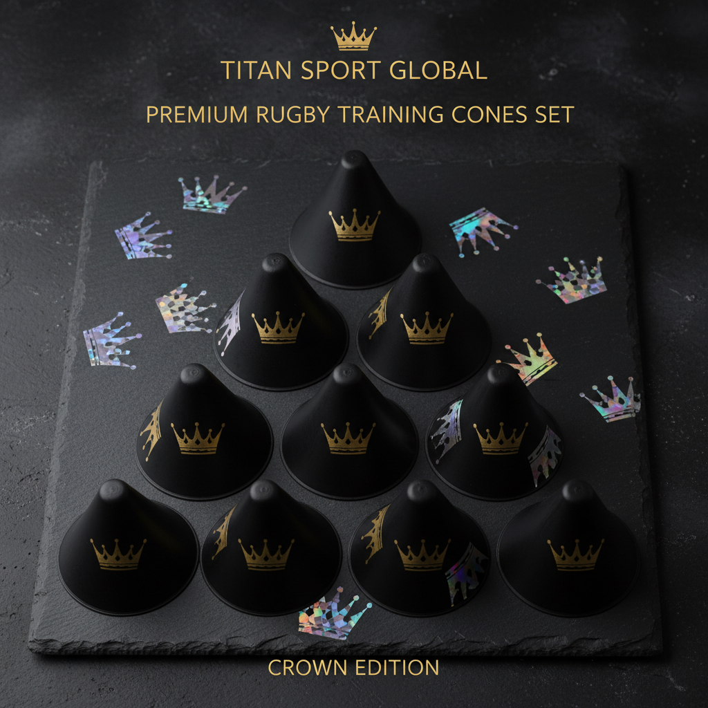 TITAN Crown Edition Rugby Training Cones Set Matte Black Gold