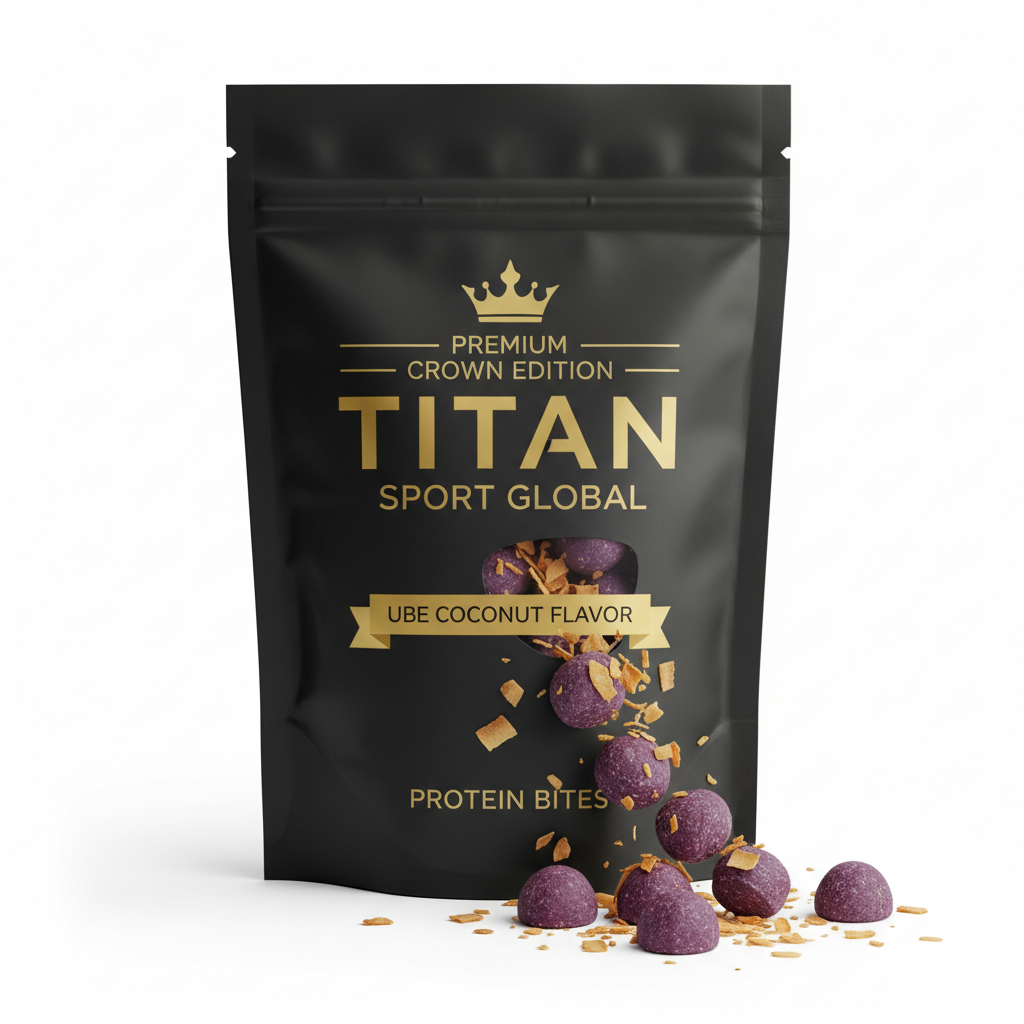 Crown Edition Ube Coconut Protein Bites — matte black Crown Edition pouch