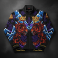 TITAN Crown Edition Tattoo Art Men's Lounge Sherpa Jacket - bold colorful tattoo artwork on matte black sherpa fabric