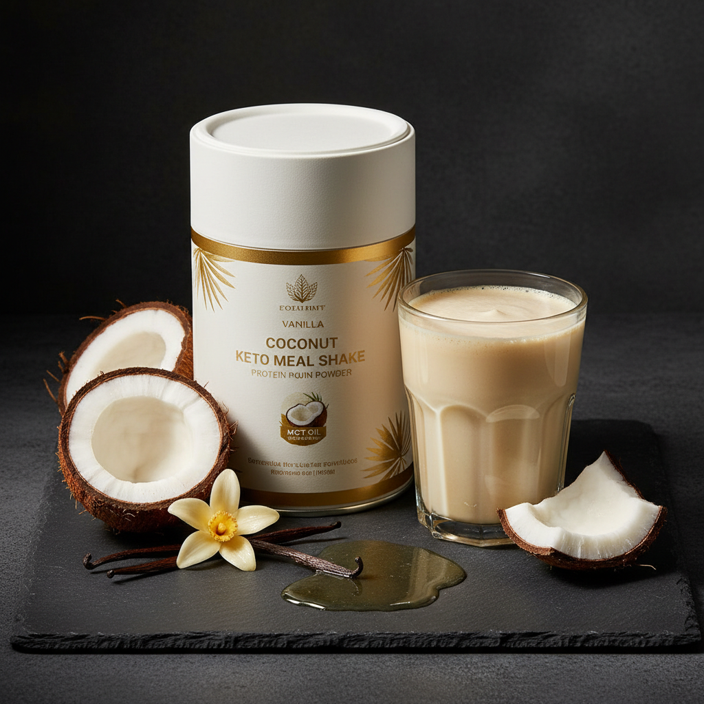 TITAN Keto Meal Shake – Vanilla Coconut, premium product photography