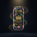 TITAN Organic Matcha Energy Drink — Peach, Crown Edition tattoo-style artwork
