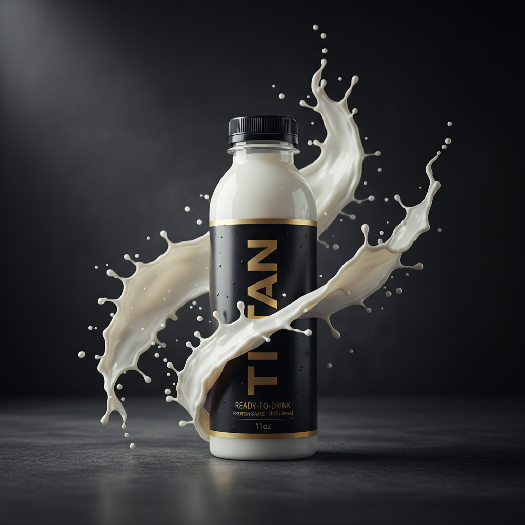 TITAN Ready-to-Drink Protein Shake - Unflavored 11oz bottle premium black and gold branding