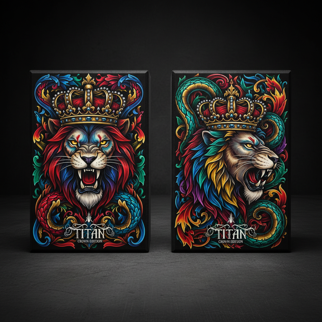 TITAN Yoga Block Set High-Density Foam 2-Pack with bold tattoo-style Crown Edition artwork