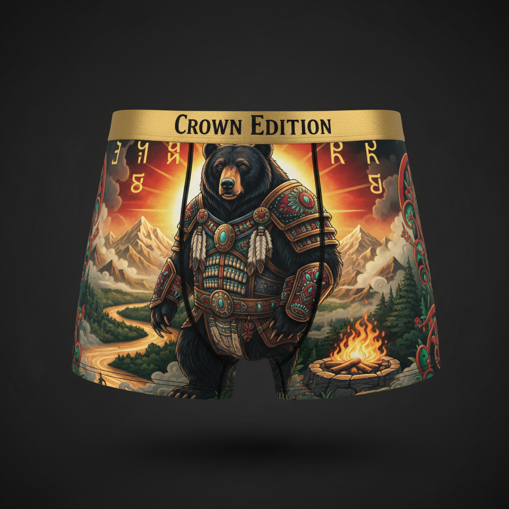 TITAN Cherokee Bear Warrior Men's Boxer Briefs — Crown Edition
