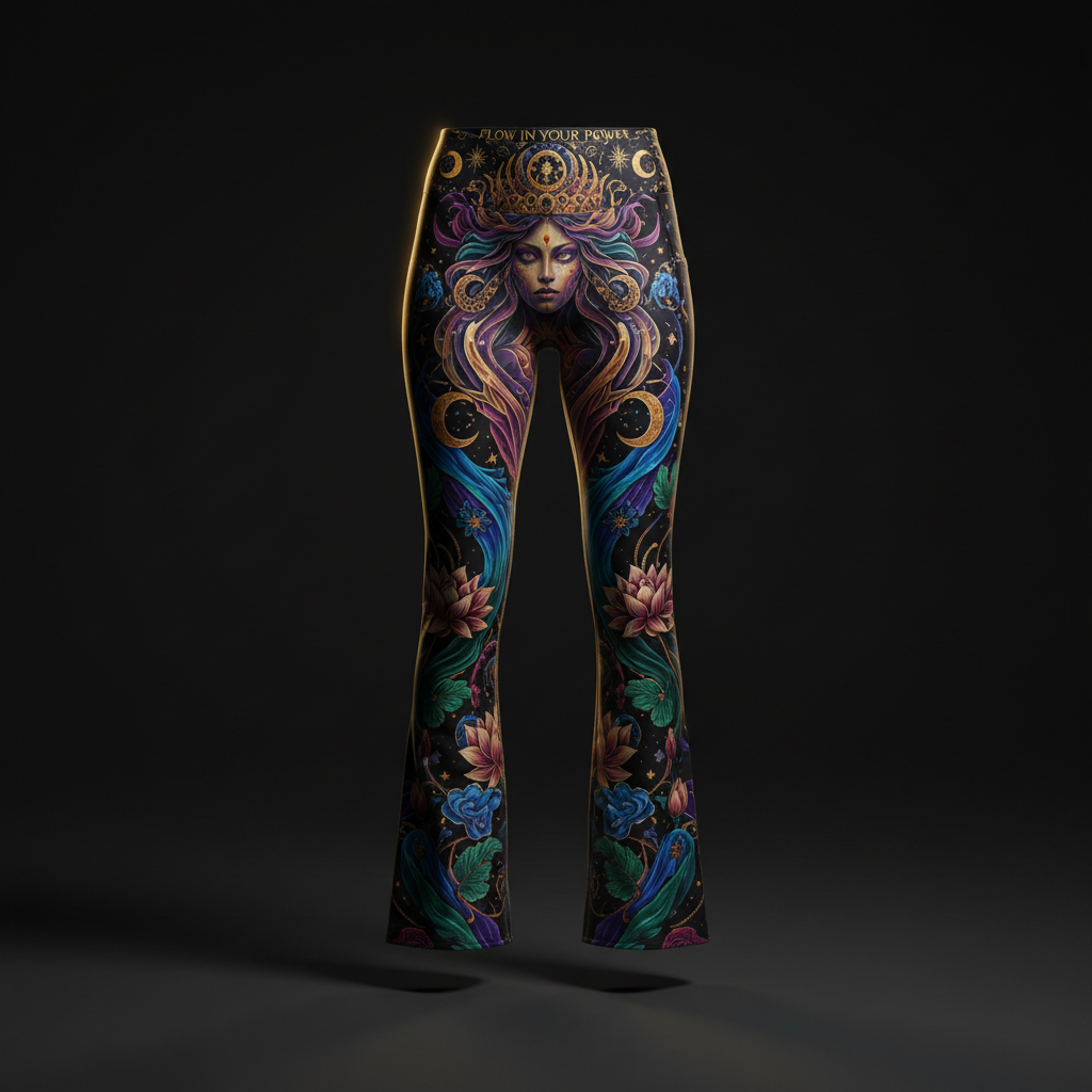 TITAN Women's Flare Leggings - Celestial Goddess Crown Edition Design