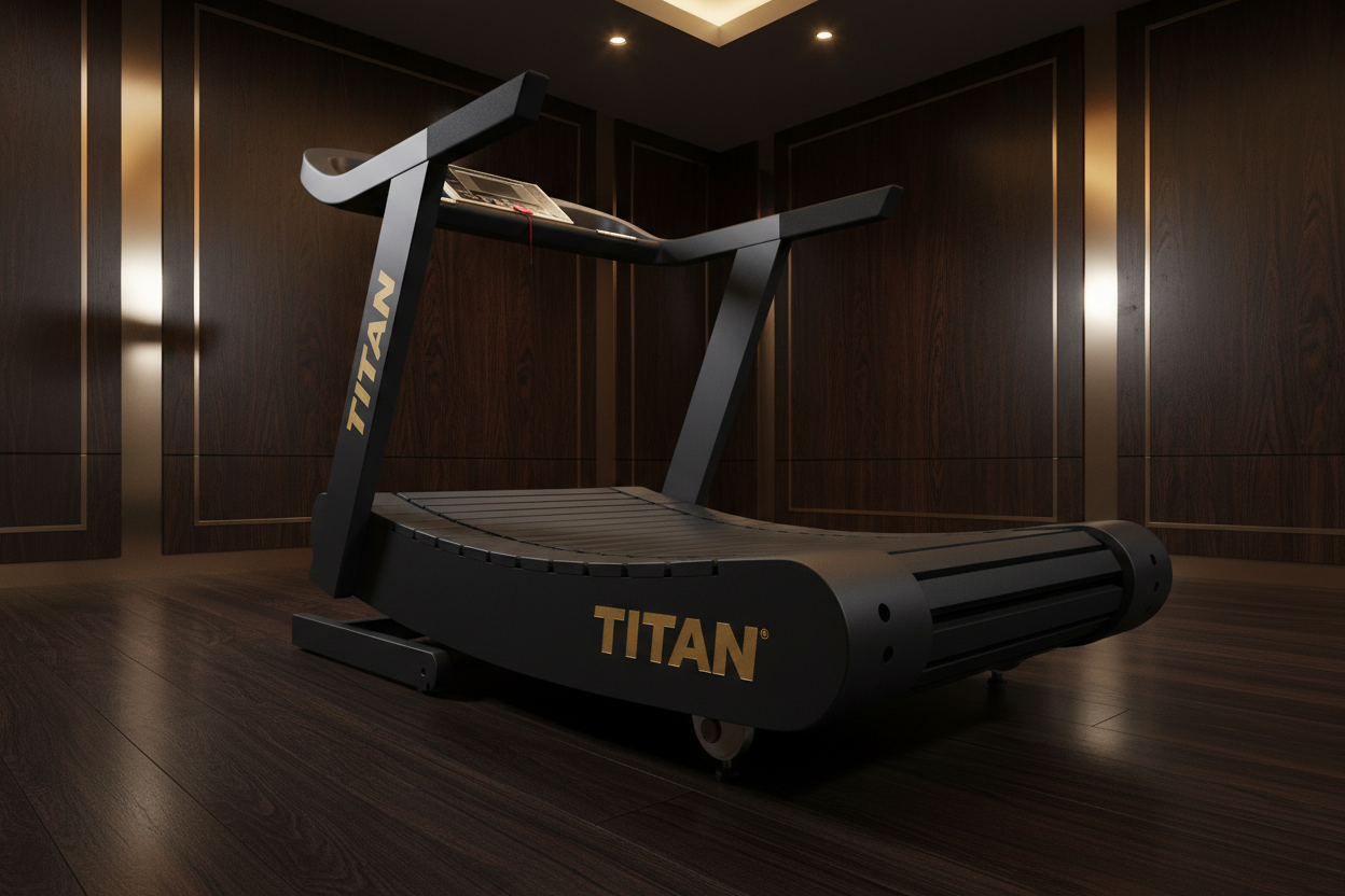 TITAN Crown Edition Curved Manual Treadmill matte black gold