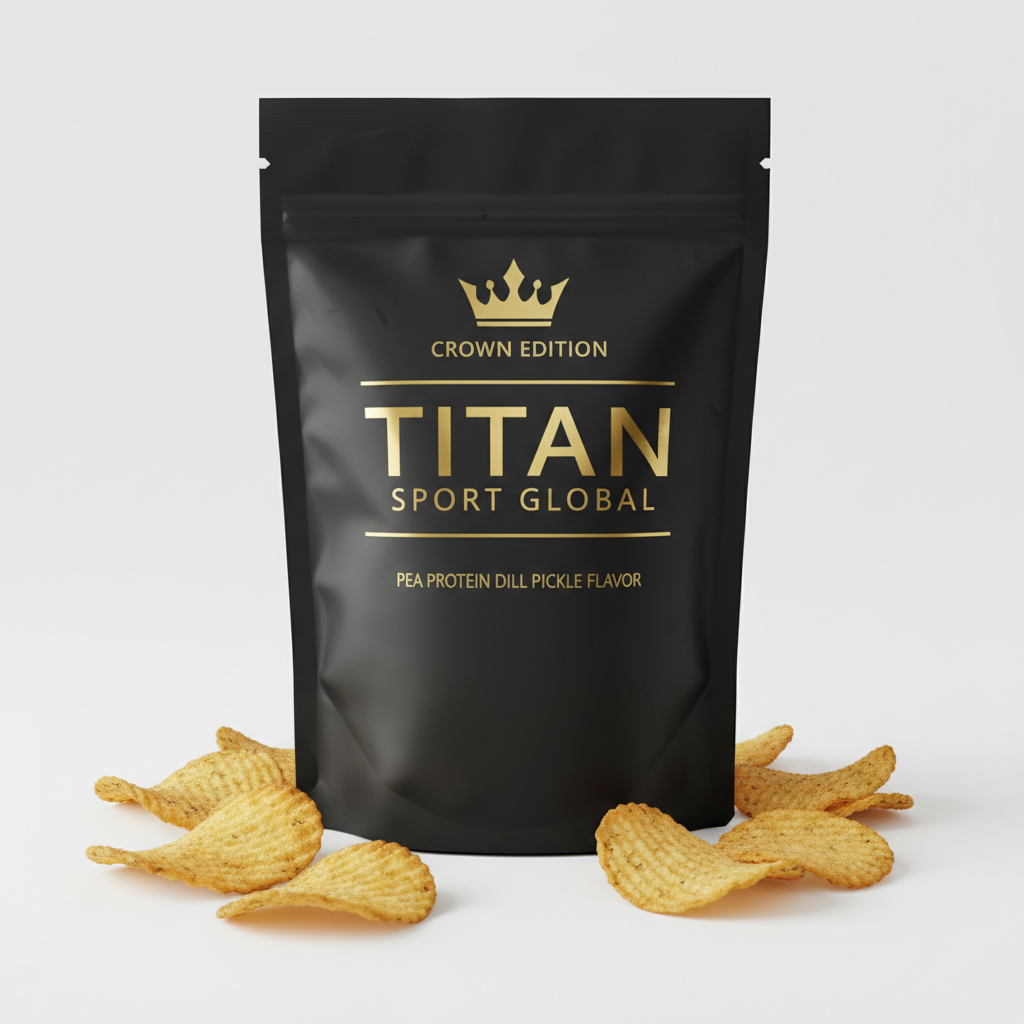 Pea Protein Dill Pickle Chips — Crown Edition matte black pouch
