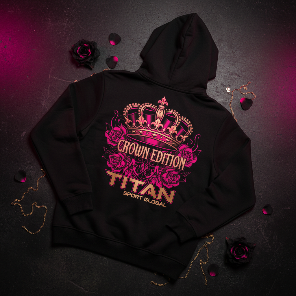 TITAN Women's Crown Edition Lounge Hoodie Hot Pink Gold