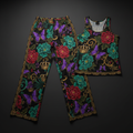 TITAN Crown Edition Tattoo Art Women's Lounge Matching Set - bold colorful tattoo artwork on matte black fabric