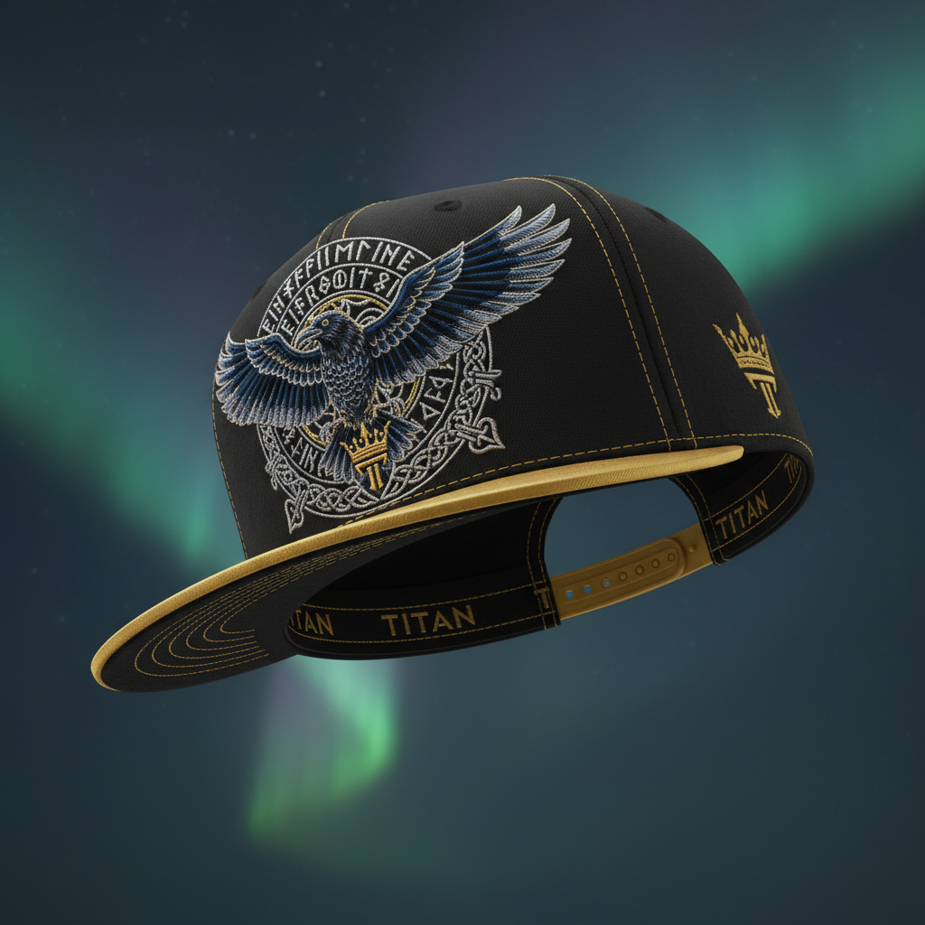 TITAN Elite Snapback Cap Black & Gold — Norse Viking Ravens Edition