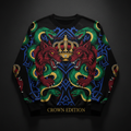 TITAN Crown Edition Tattoo Art Men's Lounge Crewneck - bold colorful tattoo artwork on matte black fabric