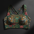 TITAN Crown Edition Tiger Lotus Sports Bra — Emerald & Gold tattoo artwork