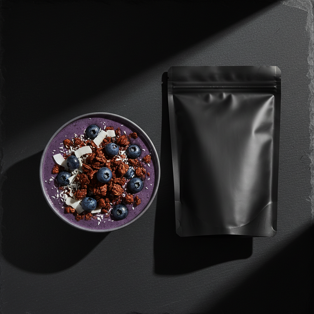 TITAN Protein Smoothie Bowl Mix – Acai Blueberry, premium product photography