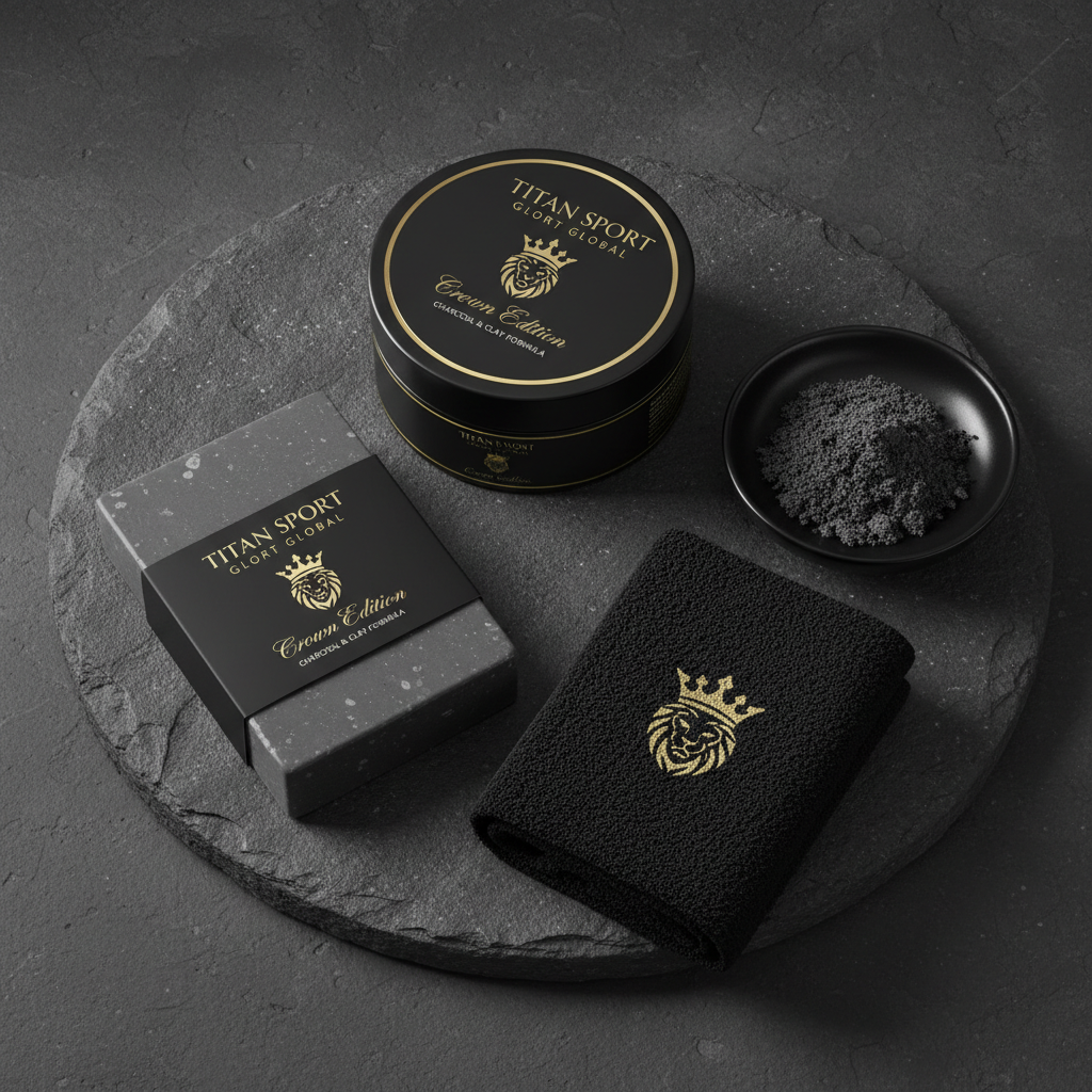 TITAN Crown Edition Men's Charcoal Face Wash & Scrub Bar Duo