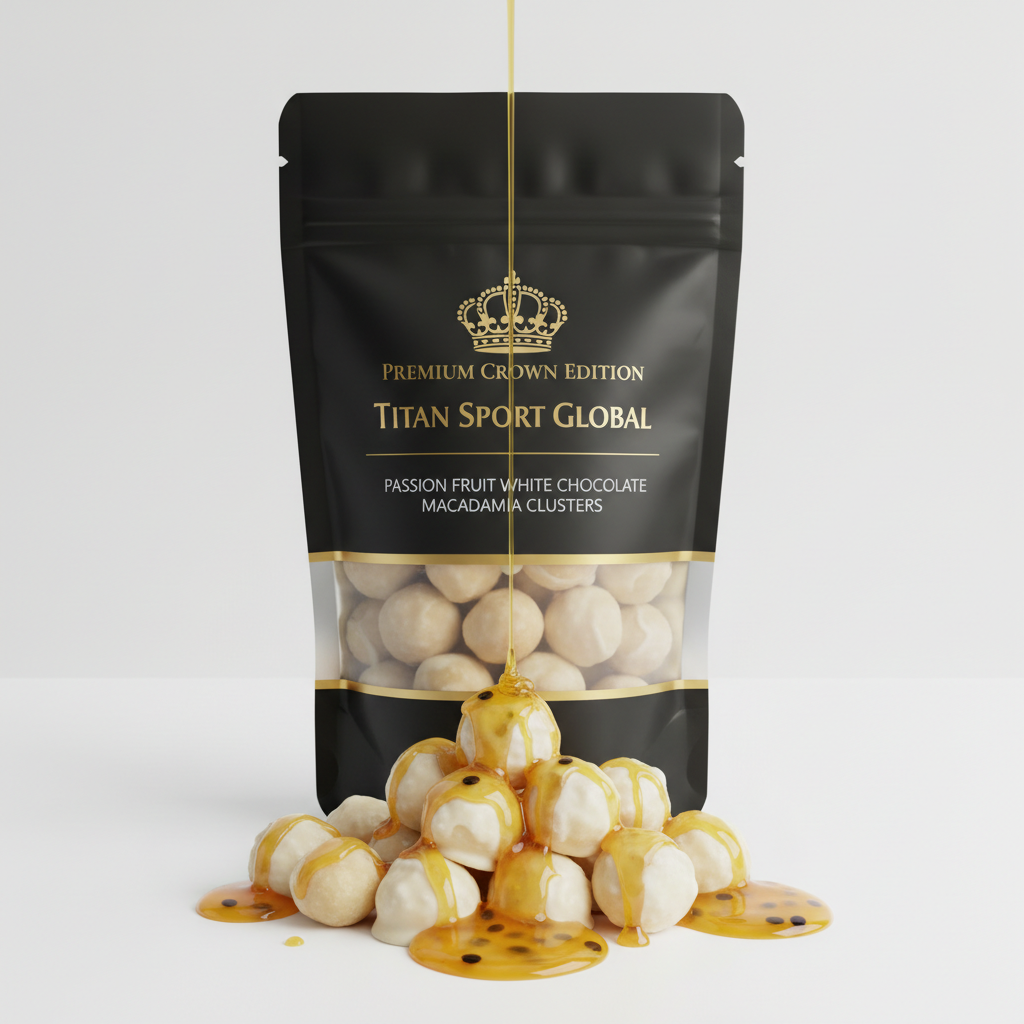 Crown Edition Passion Fruit White Chocolate Protein Clusters — matte black Crown Edition pouch