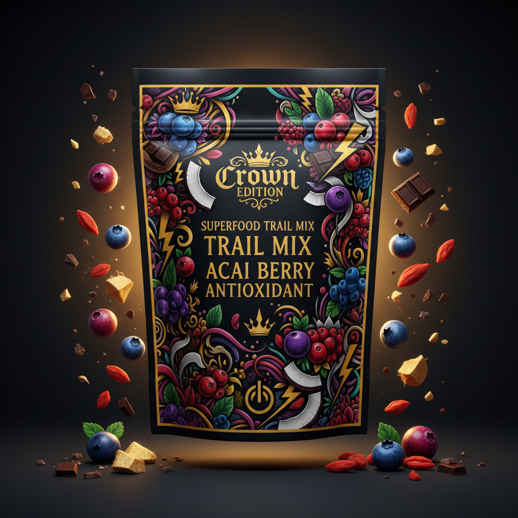 TITAN Acai Berry Antioxidant Trail Mix — Crown Edition bold tattoo-style artwork