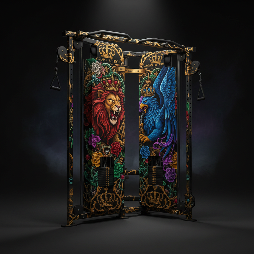 TITAN Crown Edition Dual Pulley Cable Machine — Crown Edition matte black and gold