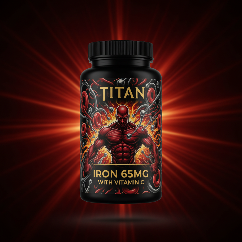TITAN Iron 65mg with Vitamin C supplement bottle