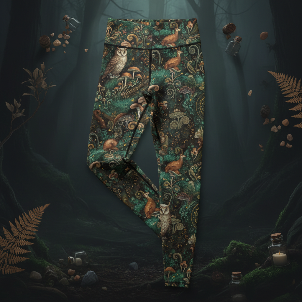 TITAN Women's High-Waist Leggings — Forest Spirit enchanting emerald and gold design